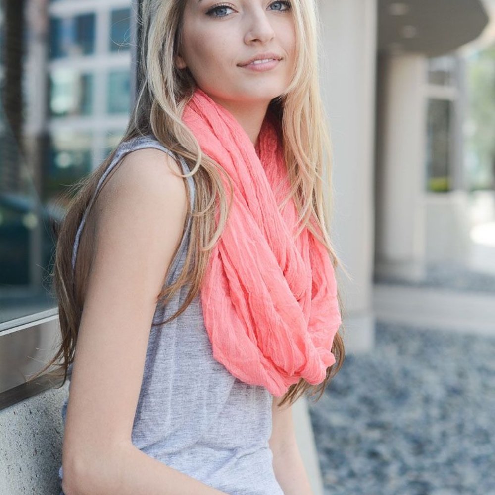 Basic Crinkle Infinity Scarf - Picture 2 of 6